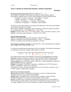 Tema 3. Sistema de numeración decimal y sistema sexagesimal Resumen