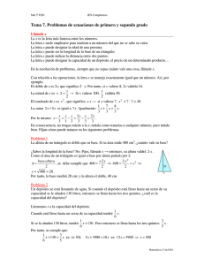 Tema 7. Problemas de ecuaciones de primero y segundo grado