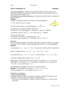 Conceptos básicos (I) Expresiones algebraicas; monomios
