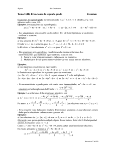 Conceptos básicos (II) Ecuaciones de segundo grado