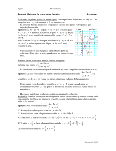 Tema 6. Sistemas de ecuaciones lineales  Resumen