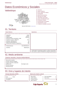 Datos Económicos y Sociales Valdeobispo Ficha Municipal - 2009