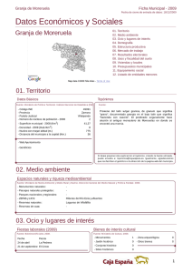 Datos Económicos y Sociales Granja de Moreruela Ficha Municipal - 2009