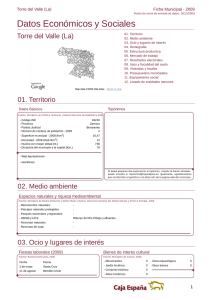 Datos Económicos y Sociales Torre del Valle (La) Ficha Municipal - 2009