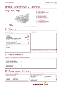 Datos Económicos y Sociales Riego de la Vega Ficha Municipal - 2009