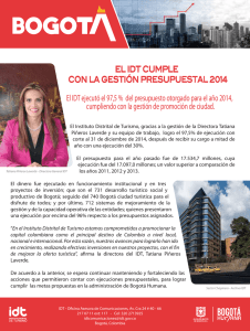 EL IDT CUMPLE CON LA GESTIÓN PRESUPUESTAL 2014