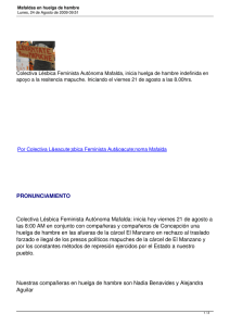 Colectiva Lésbica Feminista Autónoma Mafalda, inicia huelga de hambre indefinida... apoyo a la resitencia mapuche. Iniciando el viernes 21 de agosto...