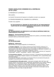 PODER LEGISLATIVO CONGRESO DE LA REPÚBLICA LEY Nº 27811
