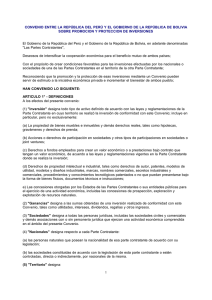 CONVENIO ENTRE LA REPÚBLICA DEL PERÚ Y EL GOBIERNO DE... SOBRE PROMOCION Y PROTECCION DE INVERSIONES