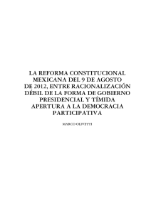 LA REFORMA CONSTITUCIONAL MEXICANA DEL 9 DE AGOSTO DE 2012, ENTRE RACIONALIZACIÓN