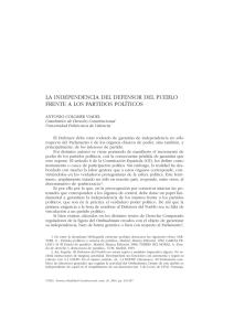 LA INDEPENDENCIA DEL DEFENSOR DEL PUEBLO FRENTE A LOS PARTIDOS POLÍTICOS