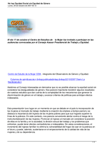 El día 17 de octubre el Centro de Estudios de ... audiencias convocadas por el Consejo Asesor Presidencial de Trabajo y...