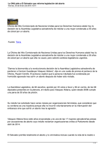 Oficina del Alto Comisionado de Naciones Unidas para los Derechos... decisión de la Asamblea Legislativa salvadoreña de indultar a una...