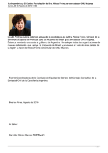 Desde América Latina estamos apoyando la candidatura de la Dra.... Secretaria Especial de Politicas para las Mujeres de Brasil ...