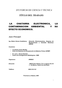 XVI FORUM DE CIENCIA Y TECNICA TÍTULO DEL TRABAJO: LA