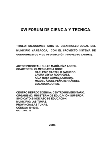 XVI FORUM DE CIENCIA Y TECNICA.