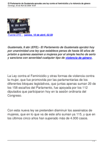 Guatemala, 9 abr (EFE).- El Parlamento de Guatemala aprobó hoy