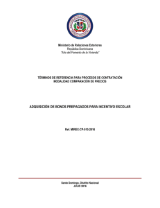 Ministerio de Relaciones Exteriores TÉRMINOS DE REFERENCIA PARA PROCESOS DE CONTRATACIÓN