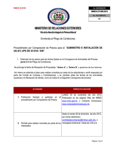 MINISTERIO DE RELACIONES EXTERIORES Enmienda al Pliego de Condiciones