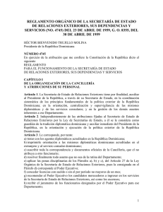 REGLAMENTO ORGÁNICO DE LA SECRETARÍA DE ESTADO