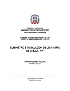 SUMINISTRO E INSTALACIÓN DE UN (01) UPS MINISTERIO DE RELACIONES EXTERIORES