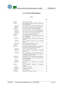 Ley de la Diversidad Biológica Colección de Leyes Electrónicamente Accesible VENEZUELA