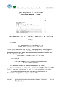 Ley No. 41 Aprobatoria del Convenio N° 169 VENEZUELA