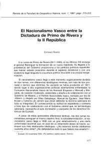 El Nacionalismo Vasco entre la Dictadura de Primo de Rivera y