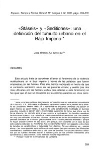 «Stáseis» y «Seditiones»: una definición del tumulto urbano en el