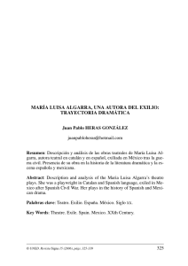 MARÍA LUISA ALGARRA, UNA AUTORA DEL EXILIO: TRAYECTORIA DRAMÁTICA