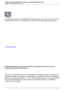 La Coordinadora Provincial de Beneficiarios Prais de Arauco,  denunció... de DDHH de la Cámara de  Diputados, que el...