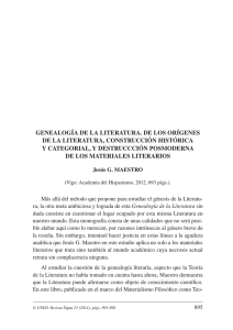 GENEALOGÍA DE LA LITERATURA. DE LOS ORÍGENES