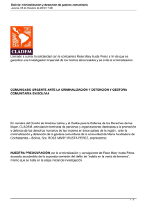 Llamado a sumar la solidaridad con la compañera Rose Mary... garantice una investigación imparcial de los hechos denunciados y se...