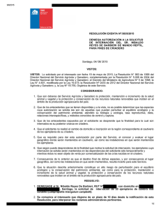 Deniega autorización a la solicitud de internación del sr. Nibaldo Reyes de Barbieri de Mundo Reptil, para fines de Criadero
