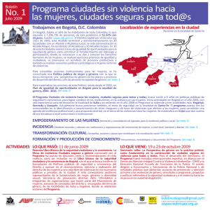Programa ciudades sin violencia hacia No. 1 Trabajamos en Bogotá, D.C. Colombia