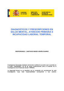 Diagnósticos y Prescripciones en Salud Mental, Atención Primaria e Incapacidad Laboral Temporal - Secretaría de Estado de la Seguridad Social