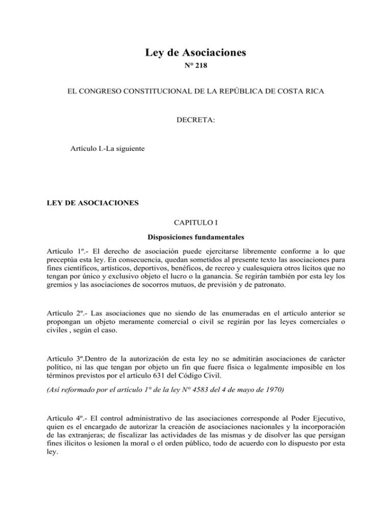 Ley de Asociaciones Ley de Asociaciones