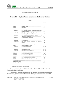 Decisión 391 — Régimen Común sobre Acceso a los Recursos... Colección de Leyes Electrónicamente Accesible BOLIVIA ACUERDO DE CARTAGENA