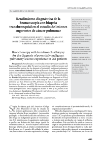 Rendimiento diagnóstico de la broncoscopia con biopsia transbronquial en el estudio de lesiones sugerentes de cáncer pulmonar