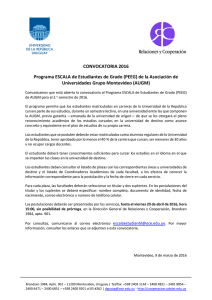 CONVOCATORIA 2016 Universidades Grupo Montevideo (AUGM)
