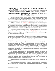 REAL DECRETO 1123/1995, de 3 de Julio de 1995, para... aplicación del Tratado de Cooperación en materia de patentes,