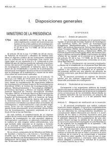 I. Disposiciones generales MINISTERIO DE LA PRESIDENCIA 1754