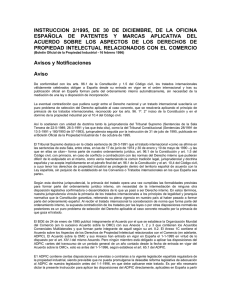 INSTRUCCION 2/1995, DE 30 DE DICIEMBRE, DE LA OFICINA