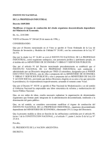 INSTITUTO NACIONAL DE LA PROPIEDAD INDUSTRIAL Decreto 1049/2001