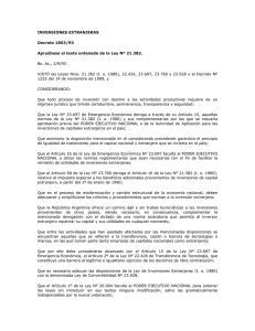 INVERSIONES EXTRANJERAS Decreto 1853/93 Bs. As., 2/9/93