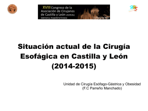 Situación actual de la Cirugía Esofágica en Castilla y León (2014-2015) Encuesta regional sobre el Cáncer de Esófago en Castilla y León. Publicada en el Congreso Regional Acircal 2016
