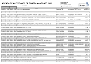 SONSECA AGENDA ACTIVIDADES AGOSTO 2012