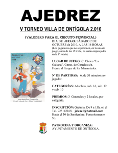 AJEDREZ V TORNEO VILLA DE ONTÍGOLA 2.010 (VALEDERO PARA EL CIRCUITO PROVINCIAL)