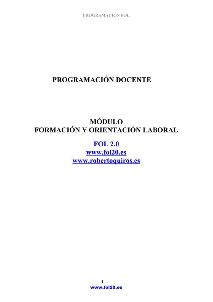 Formaci N Y Orientaci N Laboral (ver Dpt FOL).