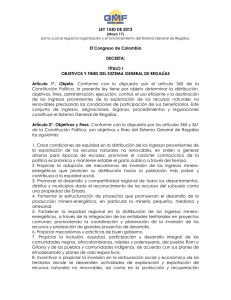 Ley 1530-12 (Por la cual se regula la organizacion y el funcionamiento del Sistema General de Regalias.)